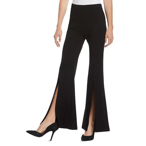 Bailey 44 Ponte Split Flared Pants Medium Black Pull On Elastic Waist Office - Picture 1 of 10